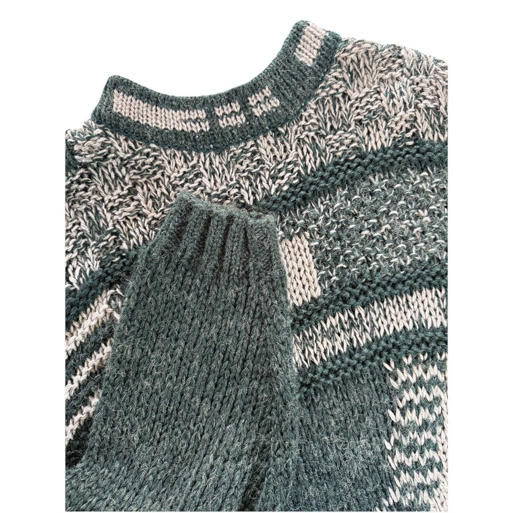 VTG Street Scenes Men’s 90s Chunky Patchwork Abstract‎ Geometric Sweater Size Lg